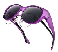 URUMQI Fit Over Glasses Polarised Sunglasses Womens, Trendy Round Cat Eye Sunglasses Over Glasses, UV400 Protection TAC Lens