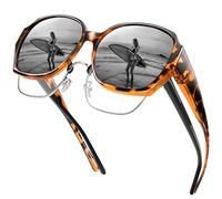 URUMQI Fit Over Glasses Polarised Sunglasses Womens, Trendy Round Cat Eye Sunglasses Over Glasses, UV400 Protection TAC Lens