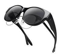 URUMQI Fit Over Glasses Polarised Sunglasses Womens, Trendy Round Cat Eye Sunglasses Over Glasses, UV400 Protection TAC Lens