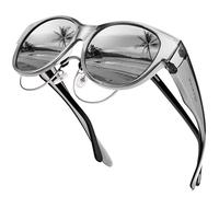 URUMQI Fit Over Glasses Polarised Sunglasses Womens, Trendy Round Cat Eye Sunglasses Over Glasses, UV400 Protection TAC Lens