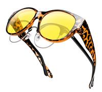 URUMQI Night Vision Glasses for Drivers Women Polarised Night Glasses for Driving Anti-Glare HD Yellow Lenses Cover Night Vision Glasses Ultra Light Cat Eye Shiny Tortoiseshell Frame