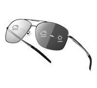 URUMQI Sunglasses Men Women Polarised Pilot Metal Frame Sunglasses UV400 Protection Ultra Light for Driving Fishing Golf, A07 Gun Frame/Photochromatic Gray Lens, L
