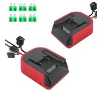 URUN Pack of 2 Power Wheel Adapters for Einhell Power X-Change 18 V Battery, Battery Converter with 14 AWG Wire Cable and 3 Fuse for DIY Modify, RC Toy, Ride On Truck