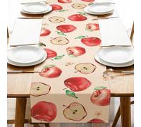 Uruney Watercolor Apples Table Runner, Sweet Fruit Kitchen Dining Table Decoration, Spring Summer Burlap Indoor Outdoor Home Decor Party Supply 13 x 72 Inches