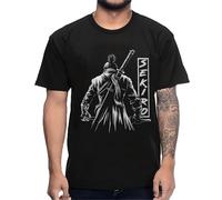 URYSDPOWUS Game SEKIRO T-Shirt Shadows Die Twice T-Shirt Men's Vintage Homme Shirt 100% Cotton Tops Black