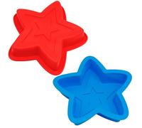 Uryxery 2 Pack Star-Shaped Silicone Cake Moulds (6 Inch, Red & Blue) - Non-Stick Baking Moulds for Cake, Cheesecake, Chocolate & DIY Crafts