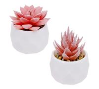 Uryxery 2-Piece Artificial Succulent Plants - 10cm Soft Rubber Flocking Fake Plants, Ideal for Bathroom Decor, Desk & Bedroom Accessories