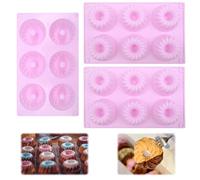 Uryxery 3-Piece Purple Silicone Donut Moulds, 6-Cavity Multi-Bake Trays (1.97×4.72×4.72in) - Non-Stick for Donuts, Muffins, Bagels