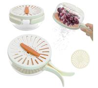 Uryxery Salad Spinner 25cm with Handle, Compact Salad Bowl with Lid & Basket for Lettuce, Vegetables & Fruit, Includes 2 Kitchen Scourers (Random Colours)