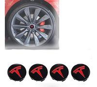 URYYRIT Car Hub Centre Caps, For Tesla Model 3, 60mm, Waterproof DustProof Wheel Decoration Cover, Wheel Center with Logo Emblem Sticker, Exterior Accessories
