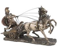 US 11 Inch Roman Chariot Pulled By Two Horses Cold Cast Bronze Figurine