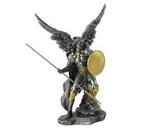 US 13.63 Inch Archangel Raphael Statue Figurine, Pewter and Gold Color