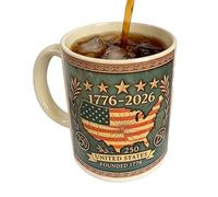Us 250th Anni-Versary Mug, with Ceramic Insulation, 15.3x10.5x13.5cm, Mug Cup, Drinkware, Generous Size for Everyday Use, for Chocolate Tea Milk Water Juice