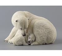 US 7.75 Inch Polar Bear Cub Cuddling with Mother Statue Figurine, White