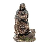 US 8.88 Inch Jesus Holding A Baby Lamb Cold Cast Bronze Figurine