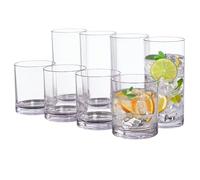 US Acrylic Classic Clear Plastic Reusable Drinking Glasses (Set of 8) 12oz Rocks & 16oz Water Cups | BPA-Free Tumblers, Made in USA | Top-Rack Dishwasher Safe