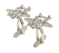 US Air Force Aircraft Cufflinks - Onyx Art CK951 WWII Lockheed Lightning Aeroplane P-38 Military Gift In Premier Life Packaging