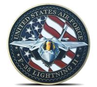 US Air Force F-35 Lightning II Challenge Coin - Honor, Courage, Commitment Military Coins with Eagle & American Flag Design