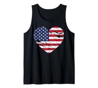 US America Flag Heart Love 4th of July Patriotic Tank Top