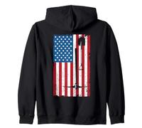 US America Flag | Underground Mining Miner | Mining Axe Zip Hoodie