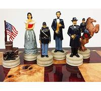 US American Civil War Queens Set of Chess Men Pieces Hand Painted - NO Board