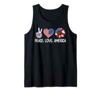 US American Flag 4th of July Patriotic Peace Love America Tank Top