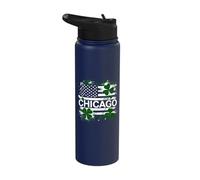 US American Flag Chicago St. Patrick's Day Parade Stainless Steel Insulated Water Bottle