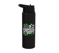 US American Flag Chicago St. Patrick's Day Parade Stainless Steel Insulated Water Bottle