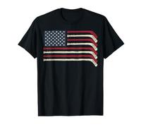 US American Flag Ice Hockey Player Stick Stars 4th of July Value Graphic T-Shirt