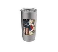 US American Flag USA and South Korea Distressed Split Stainless Steel Insulated Tumbler