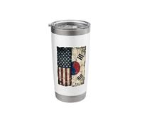 US American Flag USA and South Korea Distressed Split Stainless Steel Insulated Tumbler