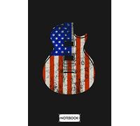 Us American Flag Vintage Guitar Notebook: Matte Finish Cover, Diary, Lined College Ruled Paper, 6x9 120 Pages, Planner, Journal
