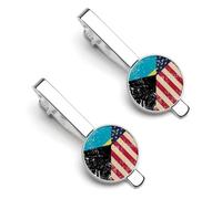 US And Bahamas Vintage Flag Novelty Tie Clips for Men Trendy Necktie Bar Pins Holder Wedding Birthday Gift