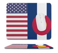 US And Colorado State Flag Trendy Gaming Mouse Pad Rubber Base Non-Slip Large Desk Mat Home Office 9.8"x11.8"