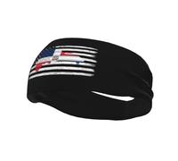 US and Flag Map of The Dominican Republic Headbands Men Women Non Slip Wicking Sports Sweatband for Gym Basketball Yoga Hairbands