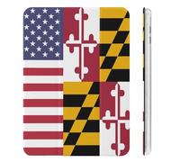 US And Maryland State Flag Tri-fold Tablet Case Compatible with IPAD Mini4/5/6 Soft Protective with Pen Slot