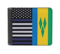 US and Saint Vincent and The Grenadines Flag Casual Leather Wallet for Men Classic Lightweight Credit Card Coin Purse