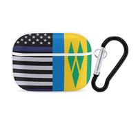 US And Saint Vincent And The Grenadines Flag Cute Earbuds Case Compatible with Airpods Pro Wireless Headphones Cover with Carabiner