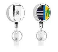US and Saint Vincent and The Grenadines Flag Cute Metal Badge Holder Retractable Clip ID Card Name Tag Badge Reels for Work