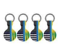 US And Saint Vincent And The Grenadines Flag Trendy GPS Cases Holder with Key Chain Ring Portable Protective Covers Compatible with Airtag