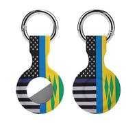 US And Saint Vincent And The Grenadines Flag Trendy GPS Cases Holder with Key Chain Ring Portable Protective Covers Compatible with Airtag