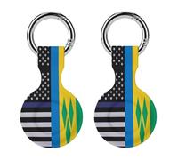 US And Saint Vincent And The Grenadines Flag Trendy GPS Cases Holder with Key Chain Ring Portable Protective Covers Compatible with Airtag