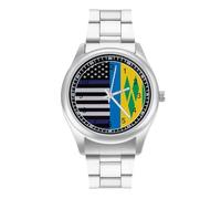 US and Saint Vincent and The Grenadines Flag Trendy Wrist Watches for Men Classic Quartz Stainless Steel Strap Watch