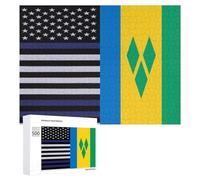 US And Saint Vincent And The Grenadines Flag Wooden Jigsaw Puzzles for Adults Challenge Intelligent Picture Puzzle Games Gift for Family