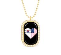 US And South Korean Flag Funny Pendant Necklace for Women Personalized Fashion Jewelry Diamond Necklaces for Wedding Birthday Gold Silver