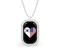 US And South Korean Flag Funny Pendant Necklace for Women Personalized Fashion Jewelry Diamond Necklaces for Wedding Birthday Gold Silver