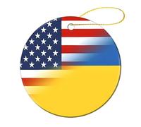 US And Ukraine Flag Christmas Ornament Souvenir Ceramic Hanging Pendant 1 Pcs