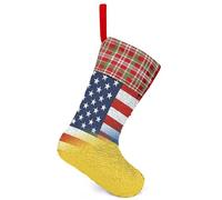 US And Ukraine Flag Christmas Stockings Sequin Hanging Ornaments Red-style