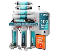 US Aqua Platinum Series Deluxe High Capacity 100GPD Under Sink Reverse Osmosis Purifier Drinking Water Filter System - Free Bonus PPM Meter and Installation DVD (7 Stage Alkaline and UV, With Pump)