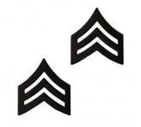 US Army Black Metal Subdued Pin-On Rank, E5 Sergeant, Black Metal (subdued) Rank